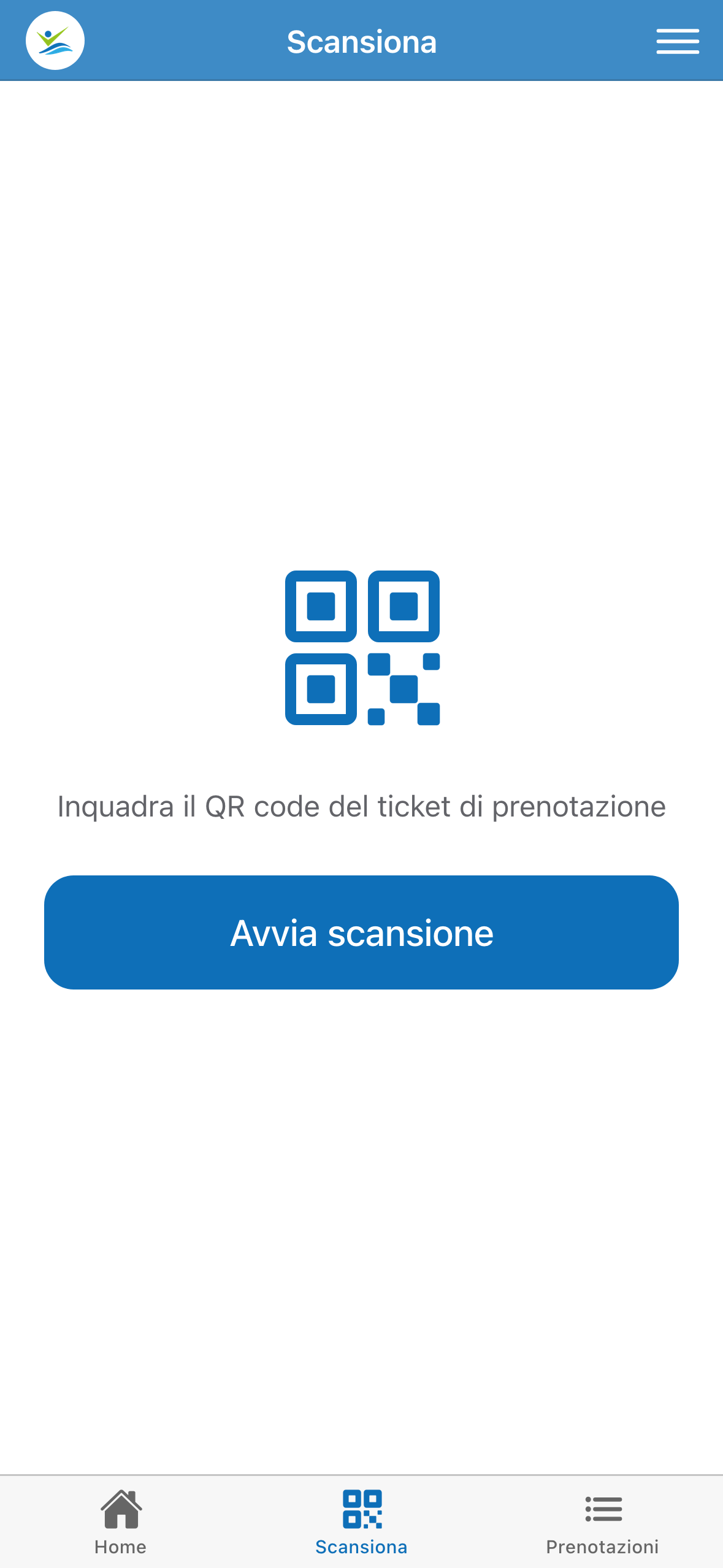 Schermata di scansione del QR code